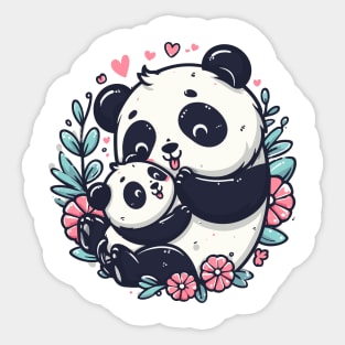 Two cute pandas cuddling Sticker